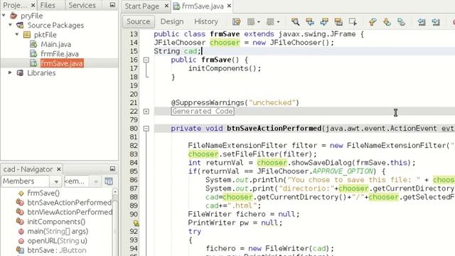 JFileChooser Save as HTML Java Netbeans смотреть онлайн