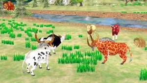 Giant Tiger Wolf Vs Zombie Bull Save Cow Cartoon Attacked by Giant Wolf- Animal Mammoth Revolt