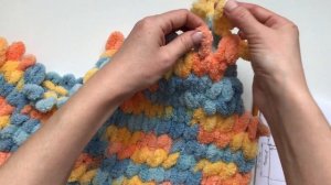 Жилет из alize puffy вяжем руками