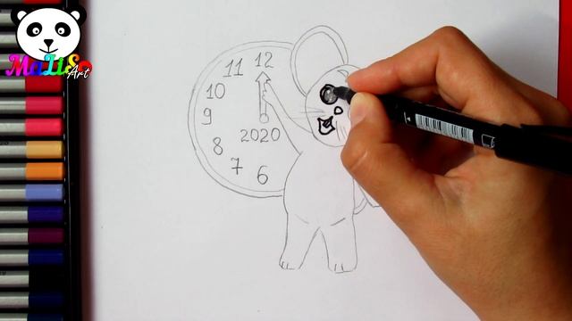 Как нарисовать мышку с часами | Як намалювати мишку і годинник | How to draw a Cute Cartoon Mouse