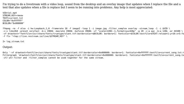 FFMPEG Live stream loop with overlay - Errors смотреть онлайн