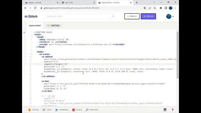 WEBVR HTML5 / A-frame: как добавить текстуру (+ 3D анимация)