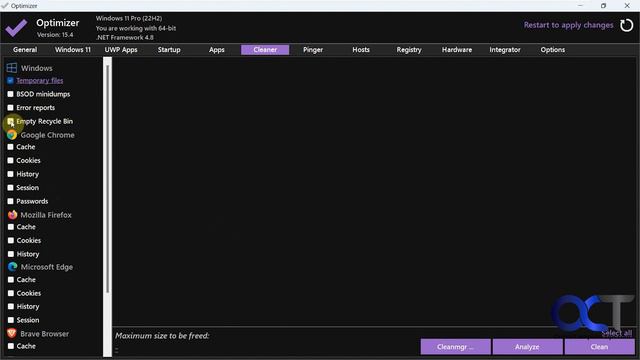 Optimizer Windows Tweaker and Customization App