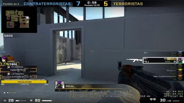 CS:GO Counter-Strike: Global Offensive !donate !membro #75 #Meta 1800 inscritos - PT/BR - [LIVE] смотреть онлайн