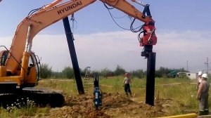 Вибропогружатель. Забивка свай.
