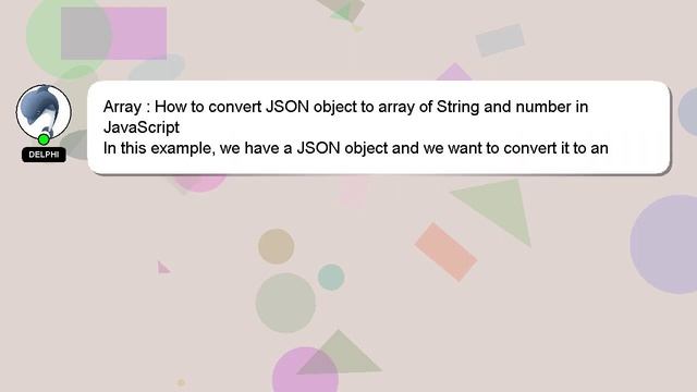 Array : How to convert JSON object to array of String and number in JavaScript смотреть онлайн