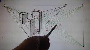 Построение теней в перспективе. Задача №10