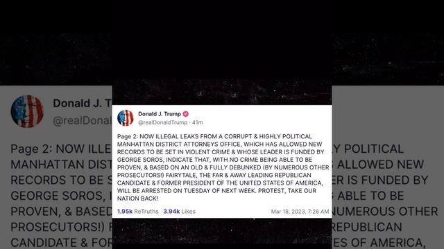 🚨Former President #Trump Expects to be Arrested in Stormy Daniels case #breakingnews #fyp #arrest