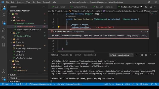 Quick Guide to Web API - Part 1 - Repository Pattern - Create API