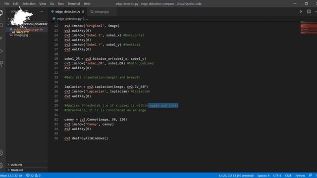 Code and Compare different edge detection in OpenCV Python | AI SOCIETY | Sameer Nigam