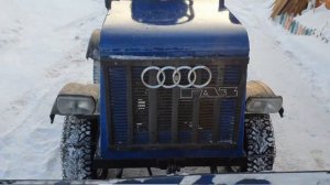 Самодельный минитрактор 4x4 чистим снег с новым двигателем 15 л.с. FORZA 415 ECO