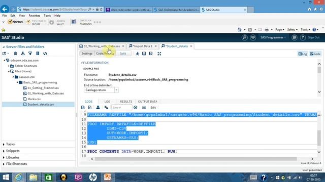 SP03 Import data in SAS - how to import csv files etc in SAS смотреть онлайн