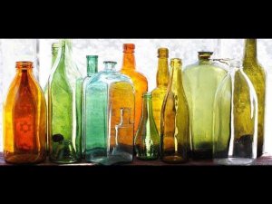 Вторая жизнь бутылки. DIY.Мастер-класс, аппликация битым бутылочным стеклом.
