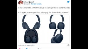 Sony готовит к выходу беспроводные наушники WH 1000XM5 в новом цвете