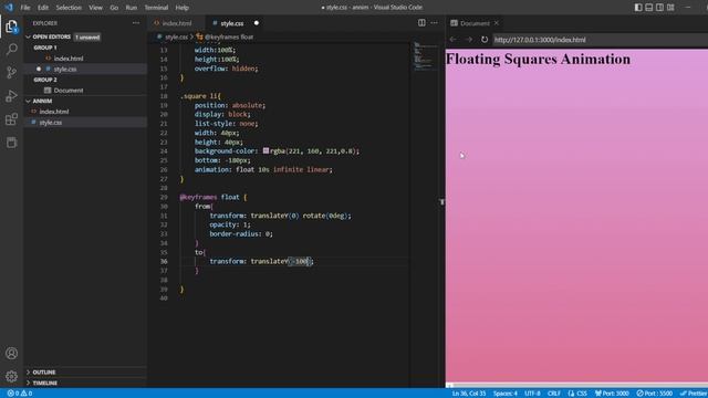 HTML AND CSS ANIMATIONS | ANIMATED BACKGROUND YOU CAN USE ONLY WITH HTML AND CSS |  FLOATING SQUARE