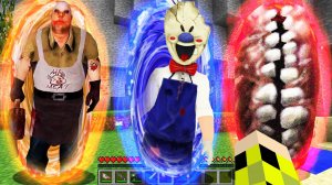 Выбери правильный портал МОРОЖЕНЩИК или УЛЫБАЮЩАЯСЯ КОМНАТА или МИСТЕР МИТ в МАЙНКРАФТ