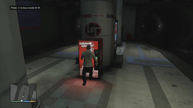 GTA V Franklin drinking soda from the vending machine in portola drive subway station смотреть онлайн