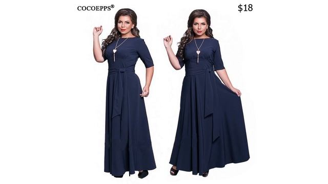 Одежда с AliExpress. Элегантное длинное платье осень зима пол рукава большие размеры L 6XL. смотреть онлайн