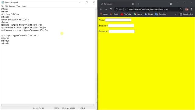 How to create submit and reset button in your HTMl | #html #htmlform