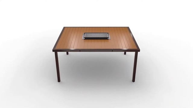 Стол с встроенным угольным грилем на 4 человека от BestPatio. Цвет - Орех. смотреть онлайн