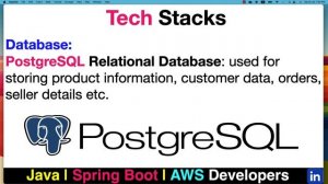 Spring Boot : e-tail System Tech Stack Details