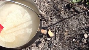 Пшенная каша на костре