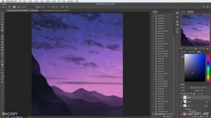 Twilight Sky Digital Painting / Photoshop Tutorial Timelapse / Sky Cloud Digital Art / Symmetry Art