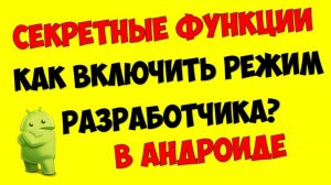 Как включить режим разработчика на андроид ? Скрытое меню разработчика android инженерное меню