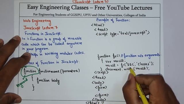 L32: JavaScript Functions | Declare Function in JavaScript, Parameters, Return Value from Function