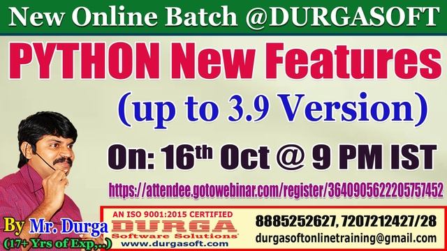 PYTHON New Features (up to 3.9 Version) Online Training @ DURGASOFT
