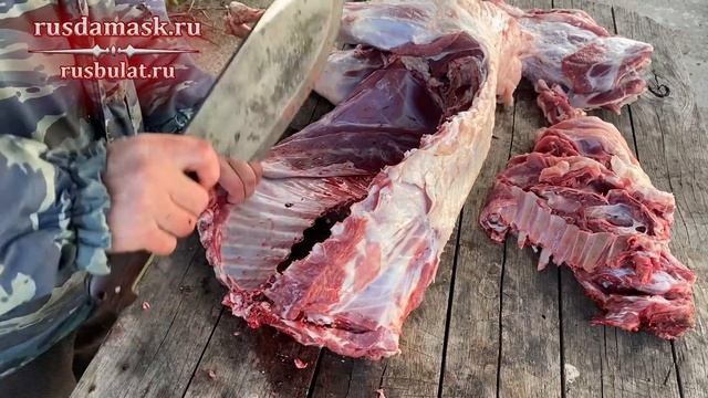 Разделка барана без ножа. Тяпка старорусская из стали У8. Русский булат смотреть онлайн