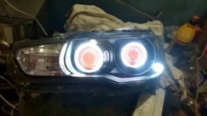 Линзы+ангельские глазки на автомобиль Mitsubishi lancer X (часть 2)