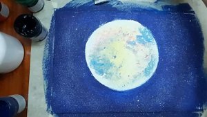 Как нарисовать кота и лунную ночь, красками гуашь. Мастер класс, рисуем пейзаж с детьми.