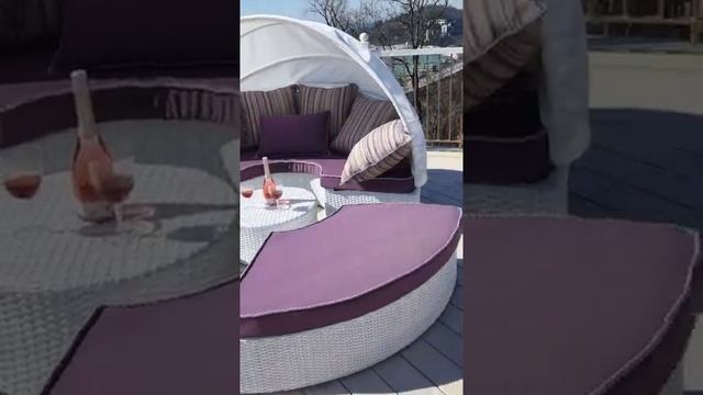 круглый диван шезлонг из искусственного ротанга производства мастерская МарКо г . Сочи смотреть онлайн