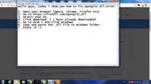 How to fix opengl32.dll error (Windows 7,8,Vista,10, XP )