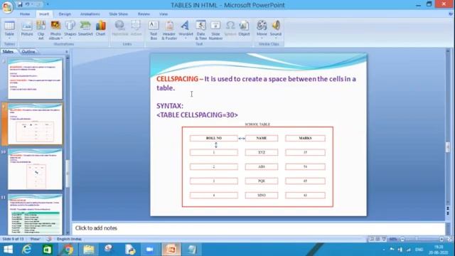 HTML Tutorials || Cellspacing and Cellpadding || Tables in HTML || Part-2 || CBSE Class 10th