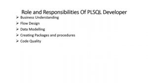 PLSQL Developer Role and Responsibilty