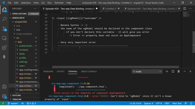 Angular 10 Tutorial #29 - Two Way Data Binding in Angular | Angular 10 Tutorial For Beginners смотреть онлайн