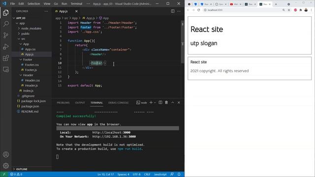 Компоненты React. Написание, композиция, оформление компонентов на примере сайта