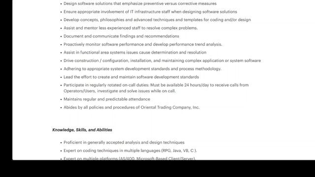 Sr Software Engineer JAVA at Oriental Trading Company | Job Description