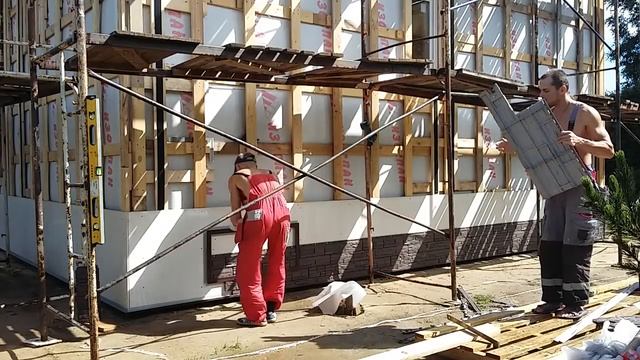 Отделка Цоколя Каркасного дома Панелями Под камень.Монтаж Панелей нацоколь.