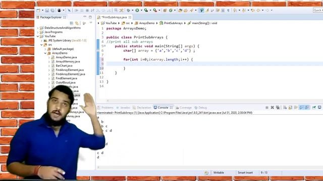 Subarrays of an Array - Printing Sub arrays of an Array in Java