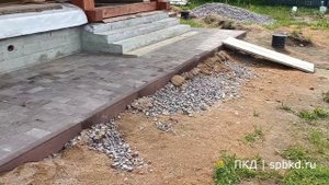 Отмостка из Брусчатки. Дренаж и ливневая канализация.