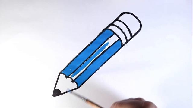 Как нарисовать КАРАНДАШ/Учим ЦВЕТА/Рисунок раскраска для детей/How to draw a pencil