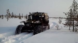 Вездеход Хищник 2903 по целине (март 2013)