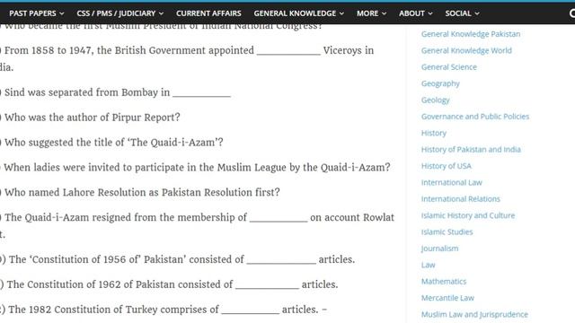 Solution of MCQs Political Science Paper-II CSS-2000