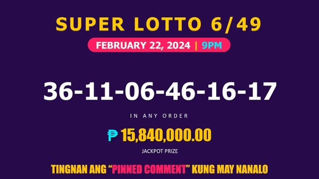 Lotto Result Today 9pm Draw February 22, 2024 Swertres Ez2 Pcso смотреть онлайн