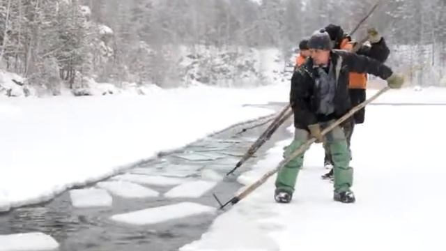 Заготовка льда для ледового городка