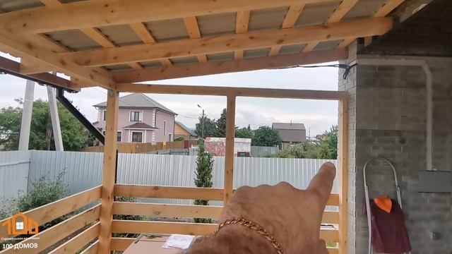 Открытая деревянная терраса 3х4м к каменному дому. Обзор готового объекта. 100 Домов Тюмень