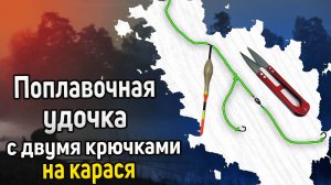 Поплавочная удочка с двумя крючками на карася. Снасть для ловли карася с двумя крючками